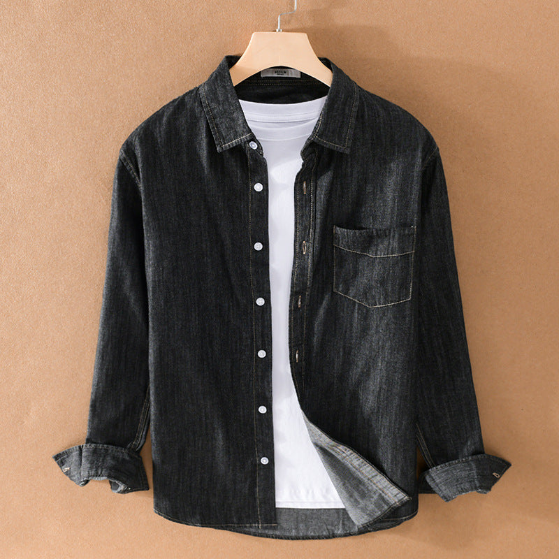 Herren Gewaschenes Denim-Overshirt mit Pattentasche, Relaxed-Fit und weichem Griff Nord Taschen