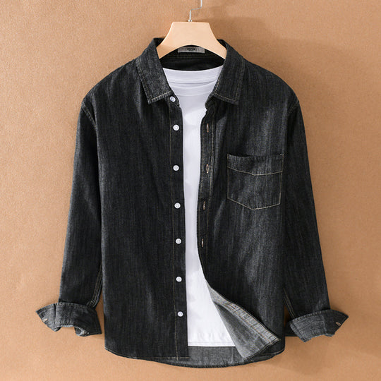 Herren Gewaschenes Denim-Overshirt mit Pattentasche, Relaxed-Fit und weichem Griff Nord Taschen