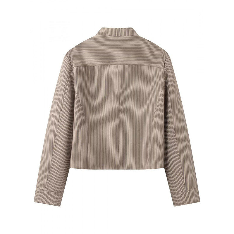 Damen Kurzblouson im Military‑Cut mit Stehkragen, Zierknopfreihen und Schulterpatten Nord Taschen