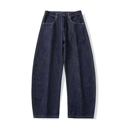 Damen Weite hochgeschnittene Cropped-Jeans aus Raw-Denim mit klassischem Taschen-Design Nord Taschen