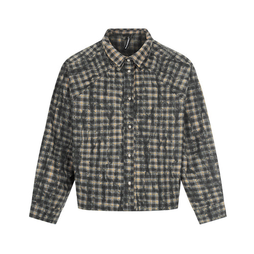 Herren Oversized Karo-Overshirt im Blousonstil mit distressed Finish Nord Taschen