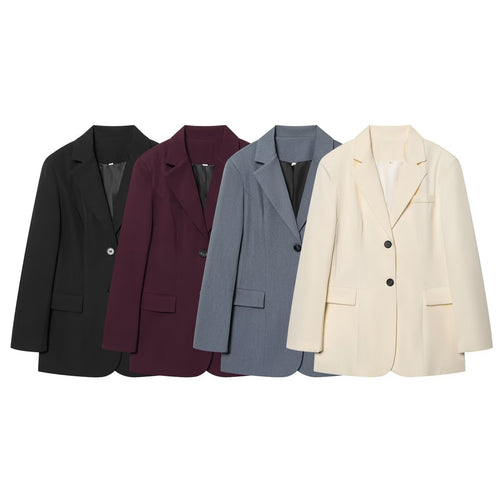 Damen eleganter Longline-Blazer mit taillierten Abnähern und Pattentaschen Nord Taschen