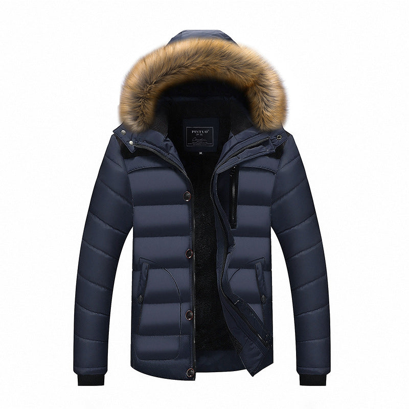 Herren Gefütterter Steppparka mit Kunstfellkapuze, Fleece-Innenfutter und Brustreißverschluss Nord Taschen