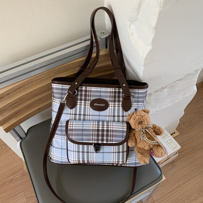 Damen modische Freizeit-Shopper-Tasche mit auffälligem Karomuster Nord Taschen