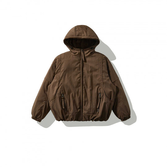 Unisex Oversize Stepp-Bomberjacke mit hoher Kapuze, geformten Pattentaschen und elastischem Saum Nord Taschen