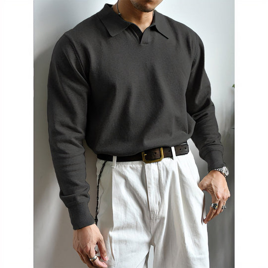 Unisex Oversized Polokragen-Feinstrickpullover mit weitem Schnitt Nord Taschen