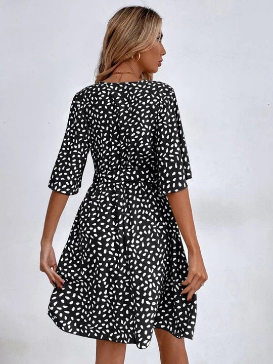 Damen Wickelkleid mit breiten Ärmeln und Taillengürtel