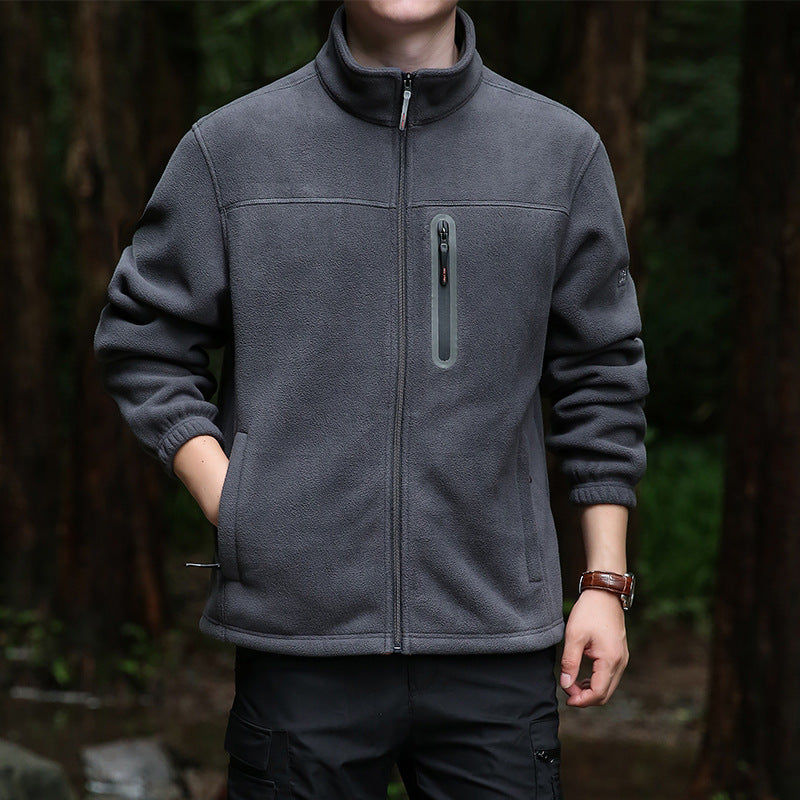Herren Thermo‑Mikrofleece‑Outdoorjacke mit Stehkragen, wasserdichter Brustreißverschlusstasche Nord Taschen