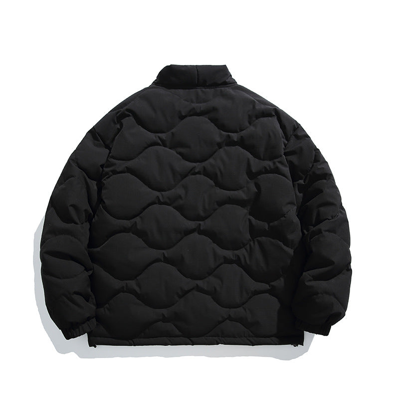 Unisex Oversize-Steppjacke mit V-Ausschnitt, Druckknopfverschluss und wattierter Isolation Nord Taschen