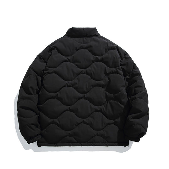 Unisex Oversize-Steppjacke mit V-Ausschnitt, Druckknopfverschluss und wattierter Isolation Nord Taschen