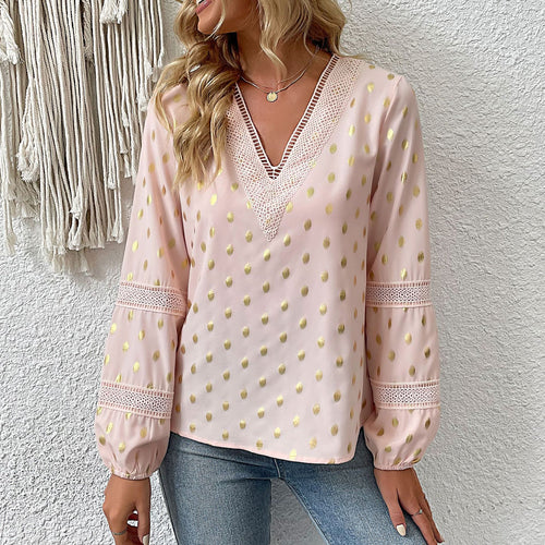 Damen Elegantes Blusenshirt mit Rüschen und Gold-Details Nord Taschen