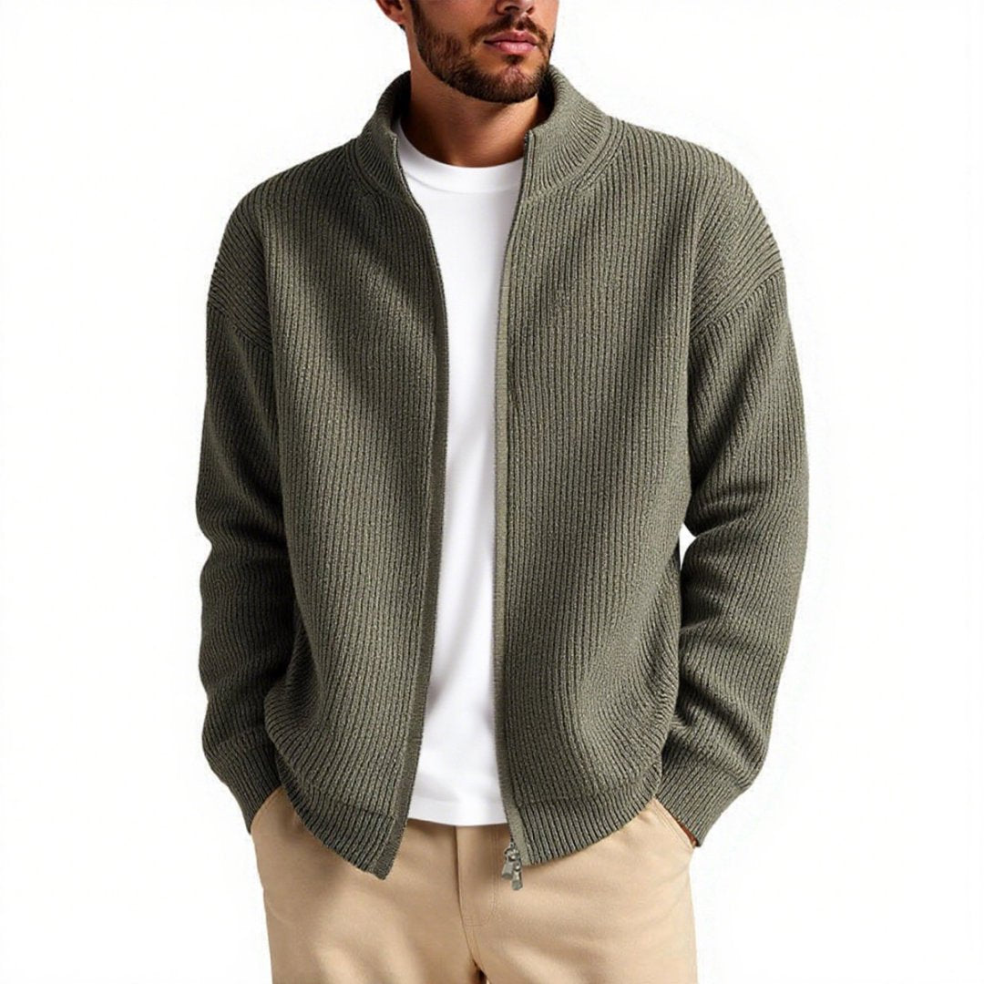 Herren Strickjacke mit hohem Kragen und praktischem Reißverschluss Avellé