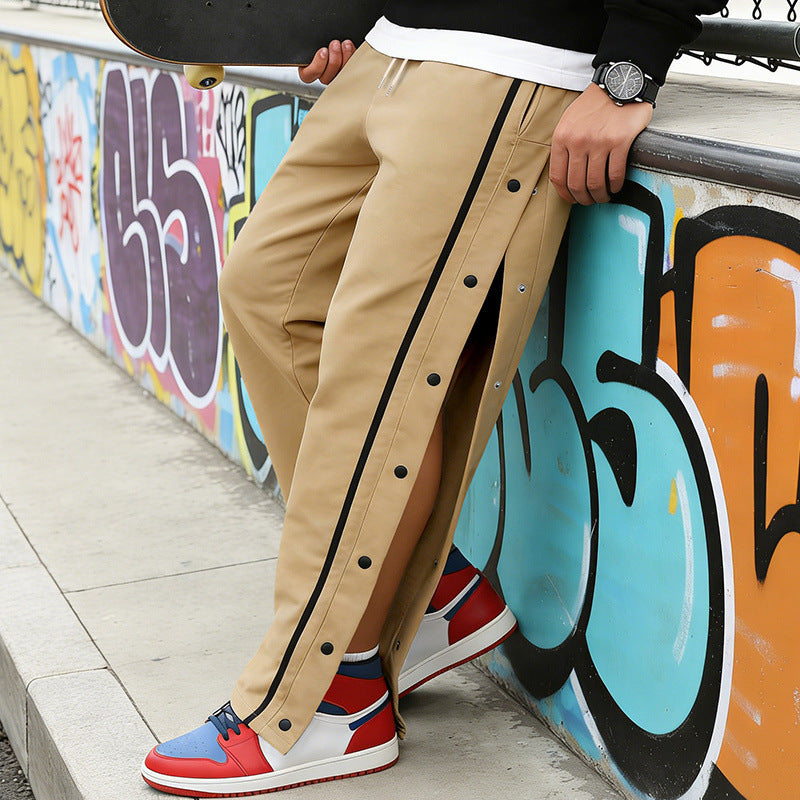 Herren Sportliche Snap-Trackhose mit seitlichen Druckknopfleisten und Tunnelzug Nord Taschen