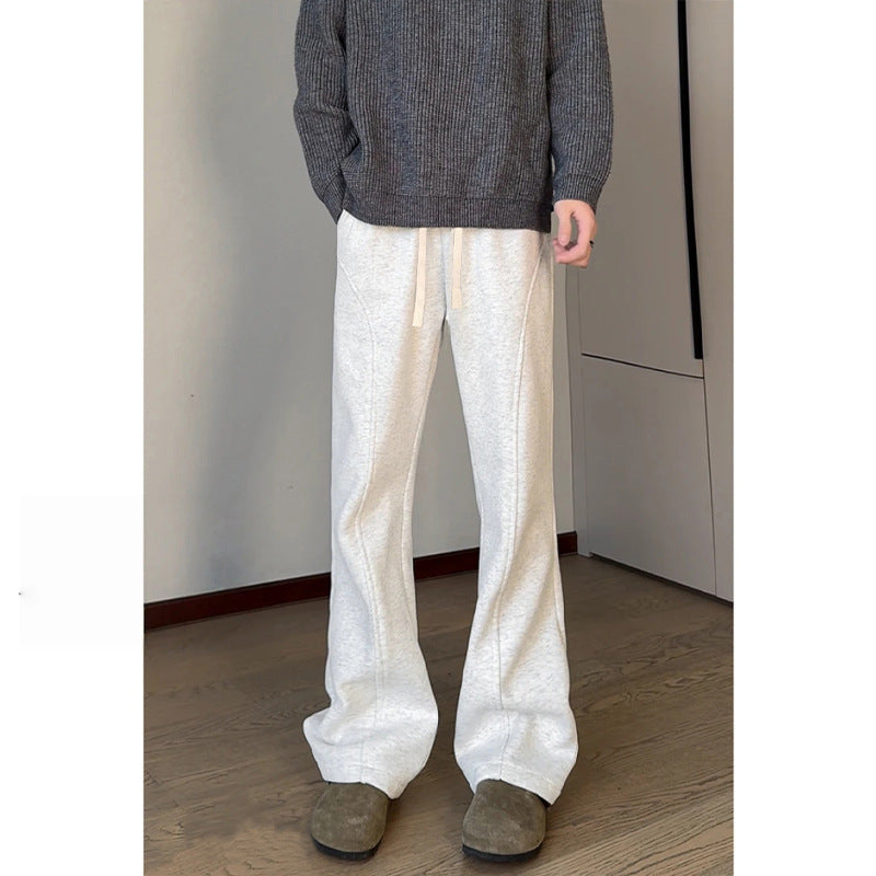 Herren Locker geschnittene Fleece-Loungehose mit weitem Bein, Tunnelzug und Ziernähten Nord Taschen
