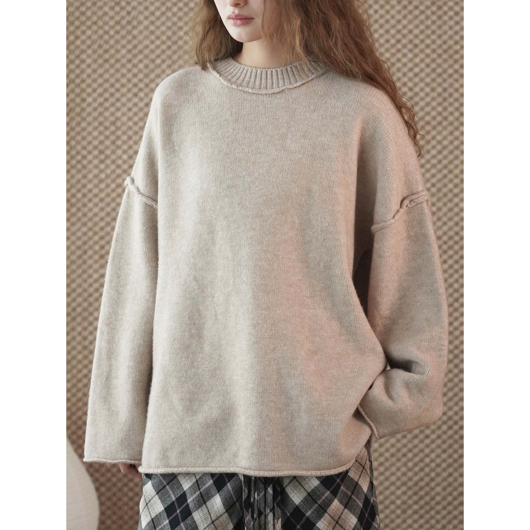 Damen Oversize-Feinstrickpullover mit kurzem Stehkragen und überschnittener Schulter Nord Taschen