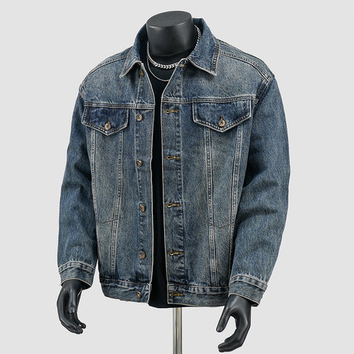 Damen Oversized Jeansjacke mit Stehkragen, Reißverschluss und elastischem Saum Nord Taschen
