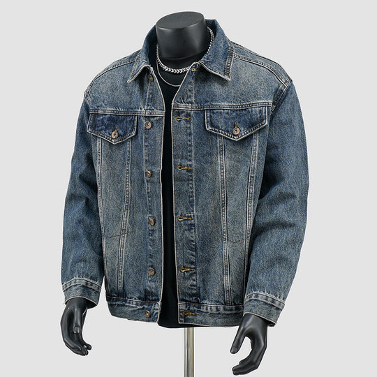 Herren Oversized Jeansjacke mit Used-Waschung und Destroy-Details Nord Taschen