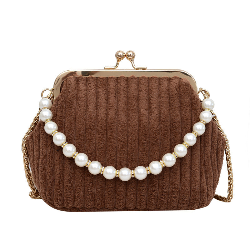 Damen elegante Clutch mit Perlenkette Nord Taschen