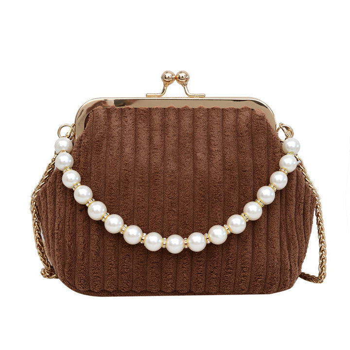 Damen elegante Clutch mit Perlenkette Nord Taschen