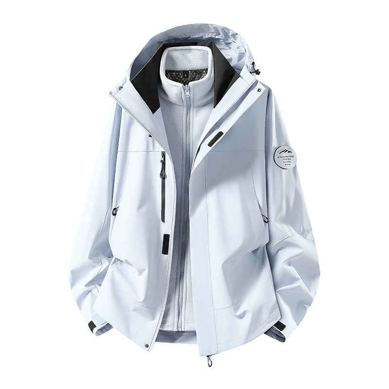 Herren zweilagige Softshell-Outdoorjacke mit herausnehmbarem Fleecefutter und verstellbarer Kapuze Nord Taschen
