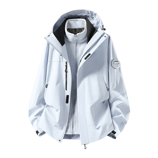 Herren zweilagige Softshell-Outdoorjacke mit herausnehmbarem Fleecefutter und verstellbarer Kapuze Nord Taschen