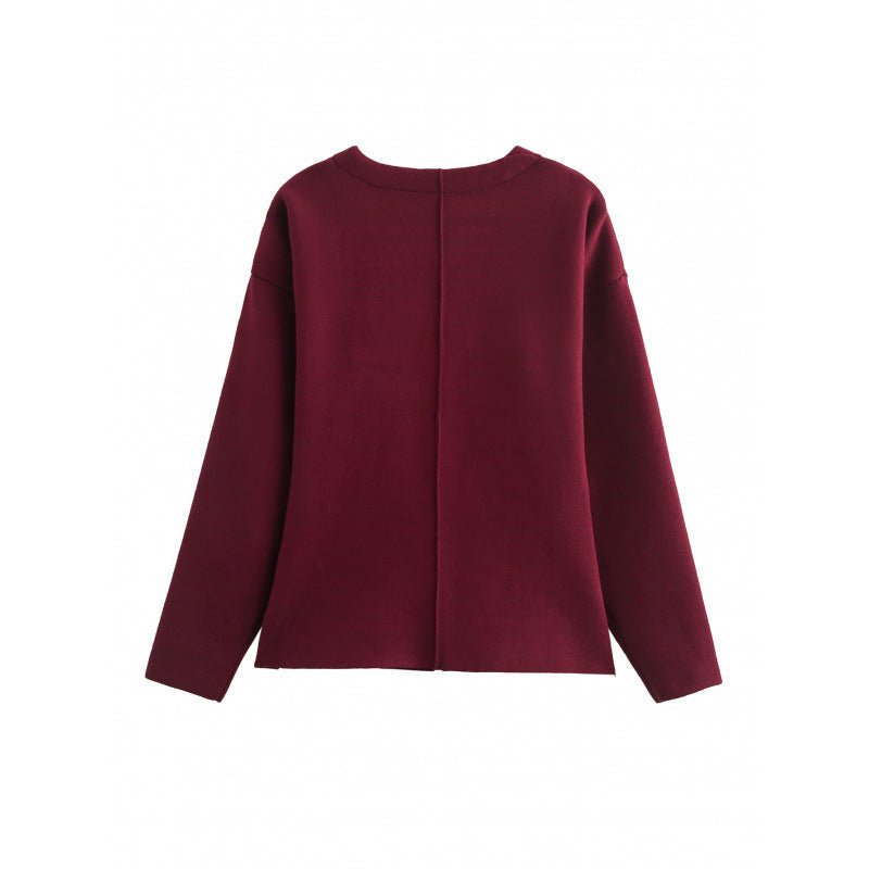 Damen Locker geschnittener Feinstrick-Cardigan mit tiefem V‑Ausschnitt und verdeckter Knopfleiste Nord Taschen