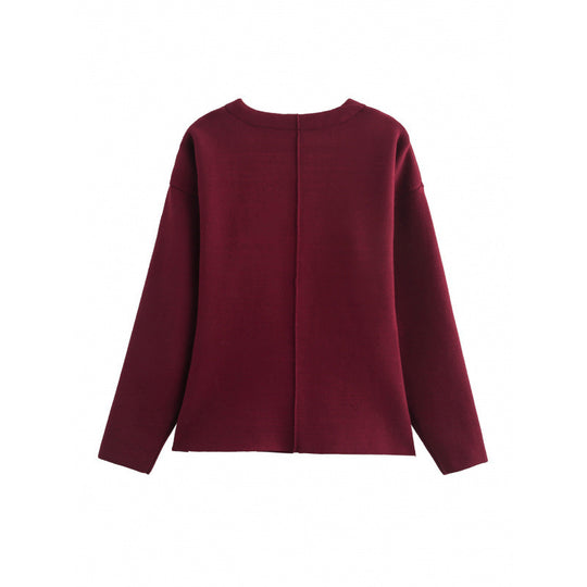 Damen Locker geschnittener Feinstrick-Cardigan mit tiefem V‑Ausschnitt und verdeckter Knopfleiste Nord Taschen