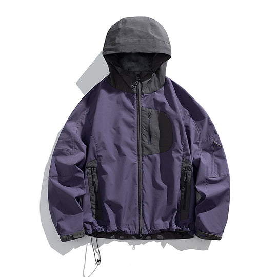 Herren technische wasserabweisende Outdoor-Softshell-Jacke mit Kapuze und verstellbarem Saum Nord Taschen