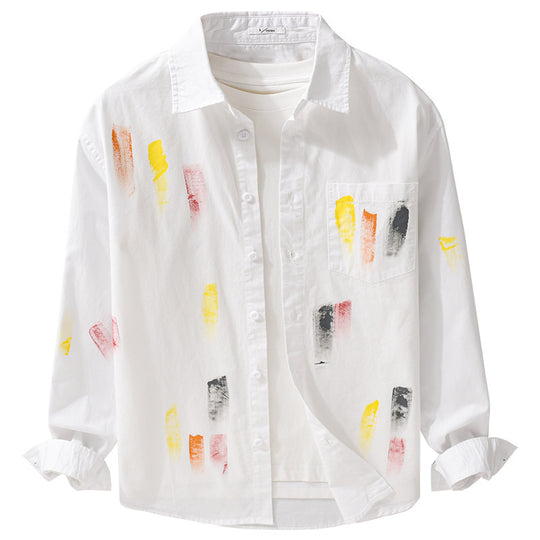 Unisex Bedrucktes Baumwoll-Overshirt im Künstlerprint mit Brusttasche Nord Taschen