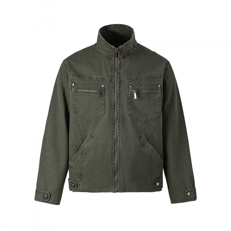 Herren Kurzjacke aus Canvas im Field‑Style mit Stehkragen, Reißverschluss und Multifunktionstaschen Nord Taschen