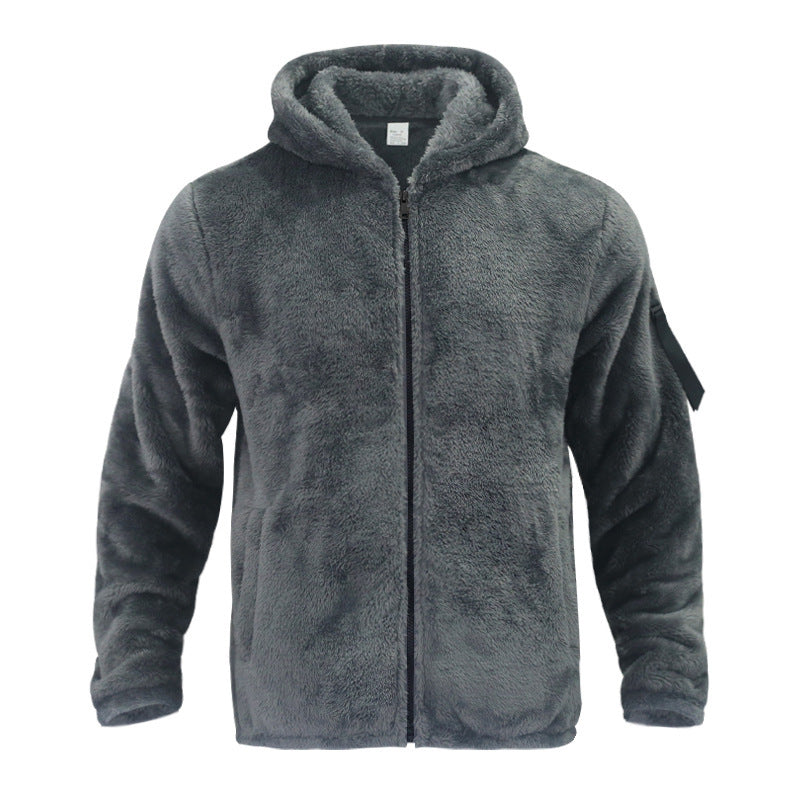 Herren Gefütterte Fleece-Kapuzenjacke mit Teddy-Finish, Reißverschluss und Seitentaschen Nord Taschen