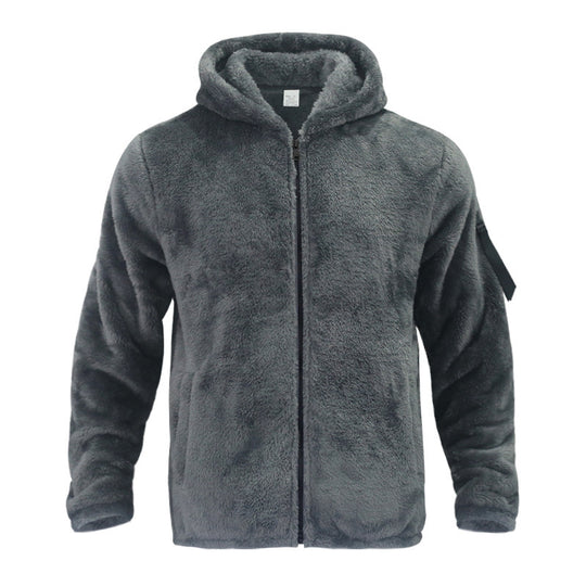 Herren Gefütterte Fleece-Kapuzenjacke mit Teddy-Finish, Reißverschluss und Seitentaschen Nord Taschen