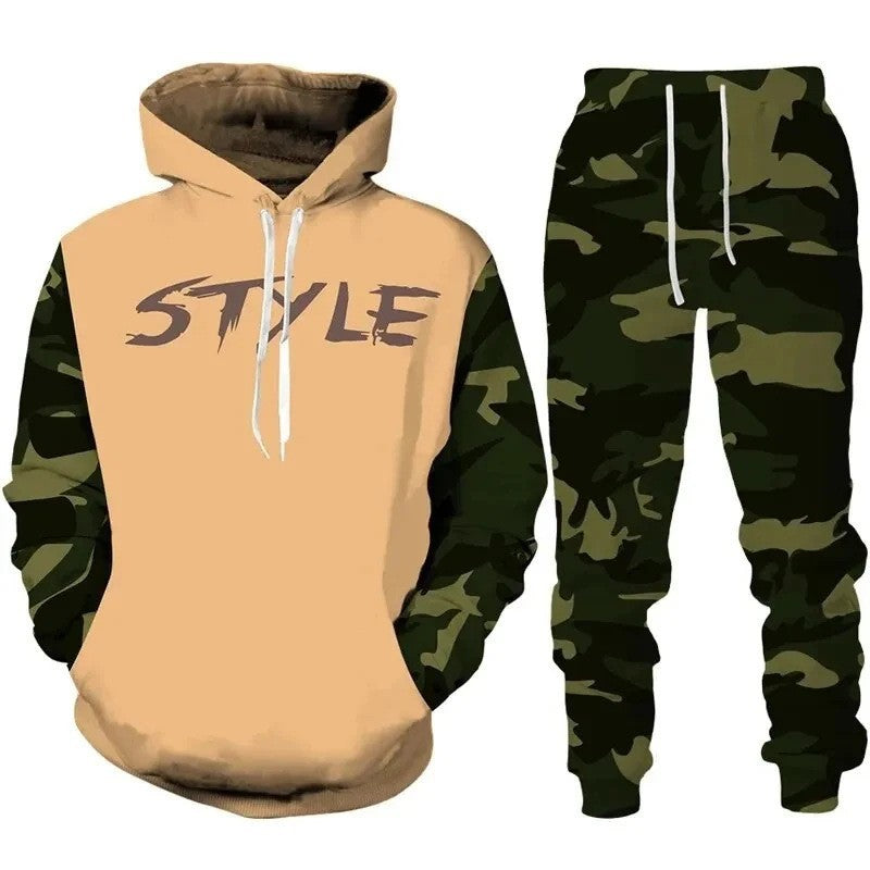 Herren Stylisches Kapuzensweatshirt und Jogginghose Set Nord Taschen