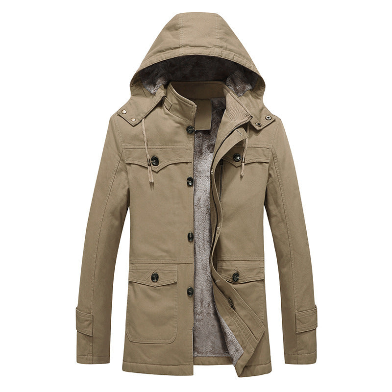 Herren wattierter Canvas-Parka mit fester Kapuze, kuscheligem Teddy-Innenfutter und Mehrfach-Taschen Nord Taschen