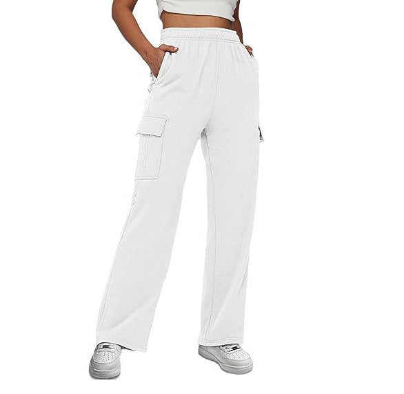 Damen Cargo-Hose mit weitem Bein, elastischem Bund und Cargotaschen Nord Taschen