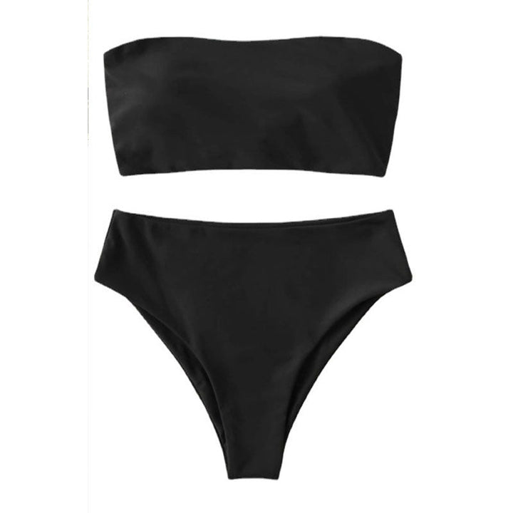 Damen Bandeau-Bikini mit hochgeschnittenem Unterteil