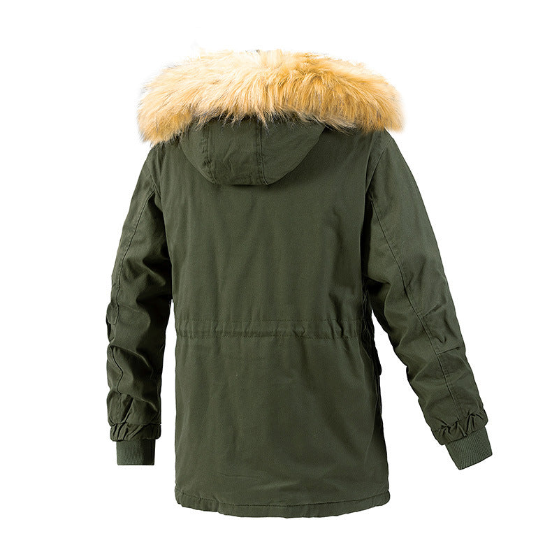 Herren Winterschutz-Parka mit wärmendem Teddyfutter abnehmbarer Kunstfellkapuze und verstärkten Utility-Taschen Nord Taschen