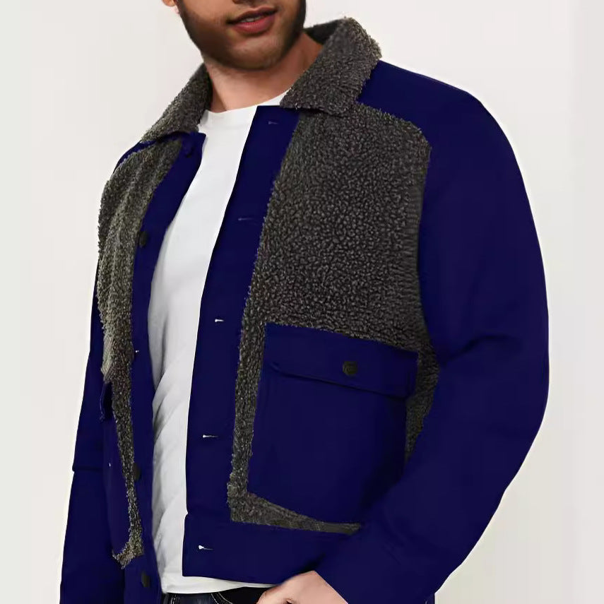 Herren Overshirt-Jacke mit Teddyfutter, aufgesetzten Pattentaschen und Knopfleiste Nord Taschen