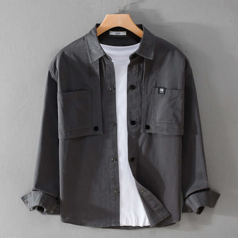 Herren Baumwoll-Overshirt mit Druckknopfleiste, Doppel-Brusttaschen und relaxed Fit Nord Taschen