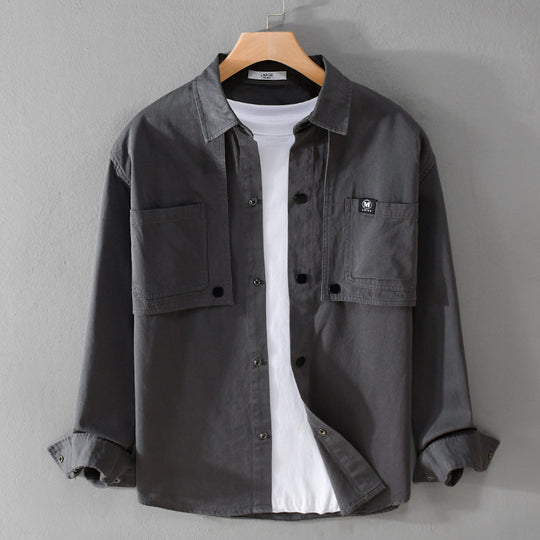 Herren Baumwoll-Overshirt mit Druckknopfleiste, Doppel-Brusttaschen und relaxed Fit Nord Taschen
