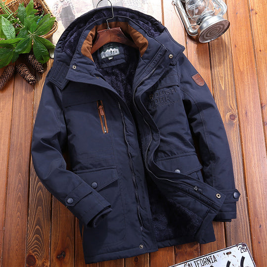Herren wärmender Canvas-Fieldparka mit Teddyfutter, Kapuze und multifunktionalen Utility‑Taschen Nord Taschen