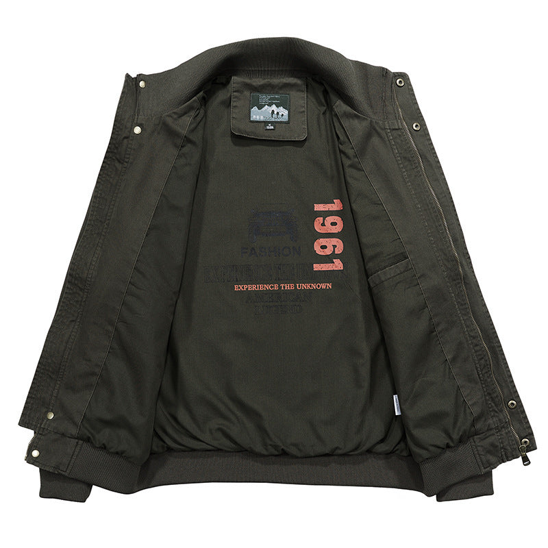 Herren Utility-Canvasblouson mit hohem Stehkragen, Schulterpatten und doppelter Frontöffnung Nord Taschen