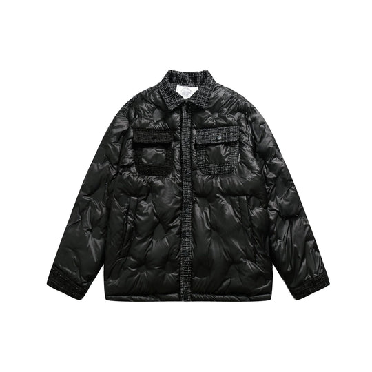 Damen gesteppte Hemdblousonjacke mit Tweedbesatz und Pattentaschen Nord Taschen