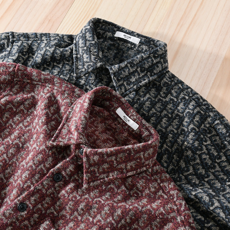 Herren Strukturiertes Jacquard-Overshirt mit Brusttasche und Relaxed Fit Nord Taschen