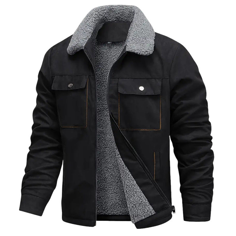 Herren  gefütterte Pilotjacke mit Teddyfell-Innenfutter, Brustklappen und durchgehendem Reißverschluss Nord Taschen