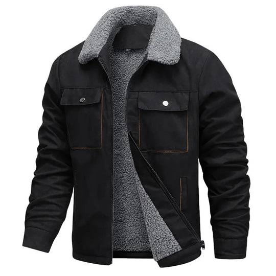 Herren  gefütterte Pilotjacke mit Teddyfell-Innenfutter, Brustklappen und durchgehendem Reißverschluss Nord Taschen