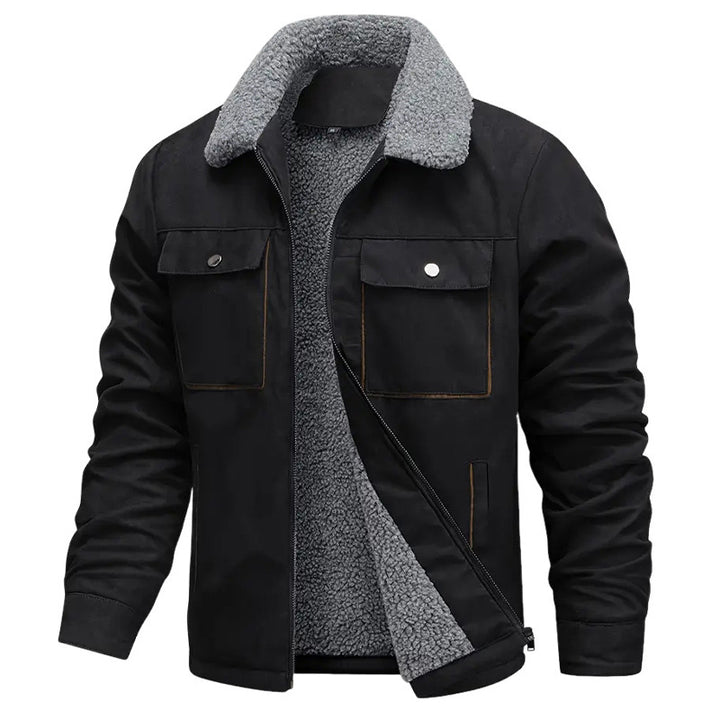 Herren  gefütterte Pilotjacke mit Teddyfell-Innenfutter, Brustklappen und durchgehendem Reißverschluss Nord Taschen