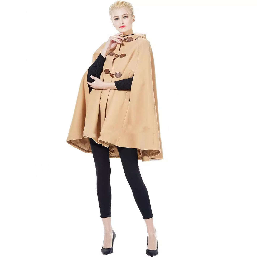 Damen Cape-Mantel mit Kapuze und Knebelverschlüssen Nord Taschen