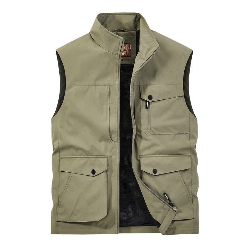 Herren Outdoor-Utilityweste mit Multitaschen, Reißverschluss und Meshfutter Nord Taschen