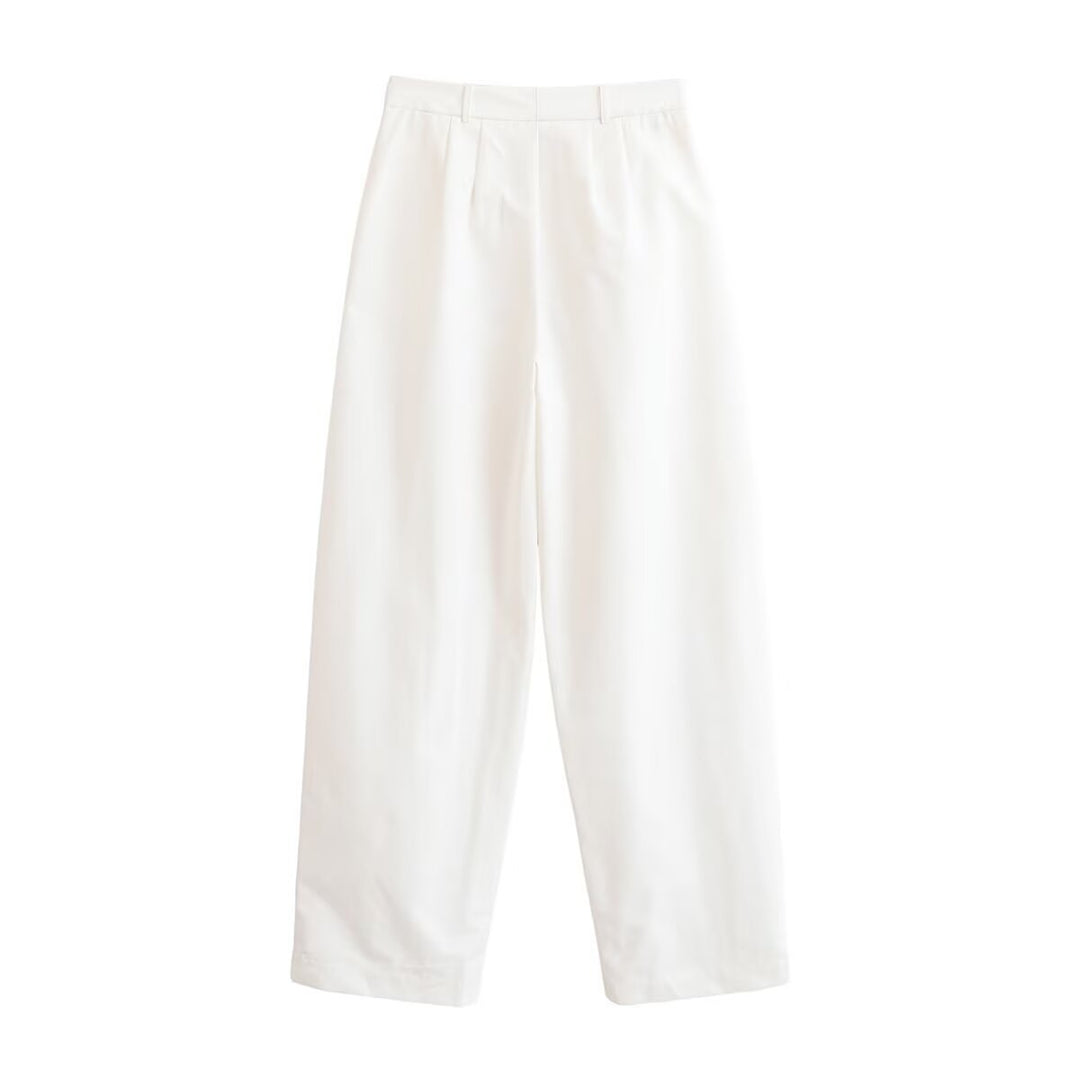 Damen Elegante High‑Waist Palazzo‑Hose mit Bügelfalte und geradem weitem Bein Nord Taschen